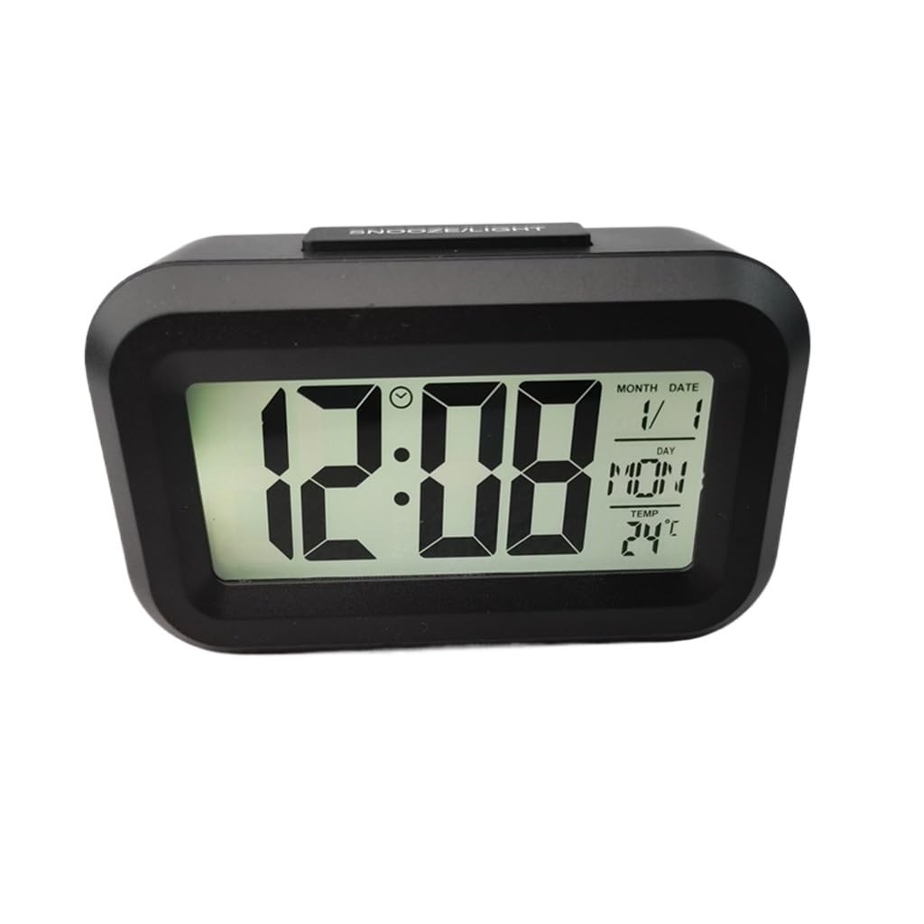 HRWLY Mini Music Digital Alarm Clock Backlight Snooze Mute Calendar Desktop Table Clocks Temperature Electronic Led(D)