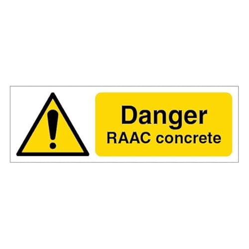 V Safety Danger RAAC Concrete - Landscape 300 x 100 mm - 1mm Rigid Plastic Safety Sign