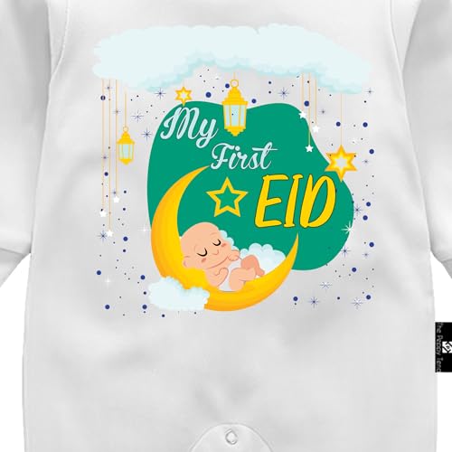 Image of The Peppy Tend inchMy First Eid Baby Unisex Printed 100% Cotton Full Rompers Full Sleeves Regular Fit