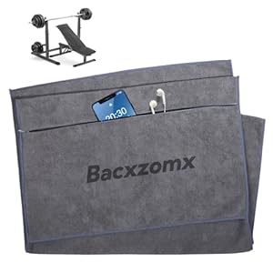 Bacxzomx Toalla Gimnasio, 135x50cm Toalla Gym con Bolsillo de Cremallera, Toalla Deporte Gimnasio de Microfibra, Secado Rápido, Toalla Gimnasio para Camping, Yoga y Sauna