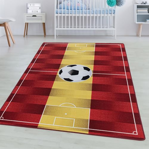 SIMPEX KinderTeppich, Fußballstadion Spanien, Teppich Gelb, 140 x 200 cm, Teppich für Kinder,...