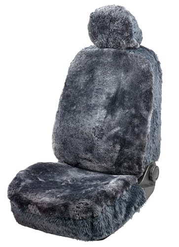 Housse de siège auto en peau d'agneau WALSER Maya 1 pièce anthracite pour l'avant