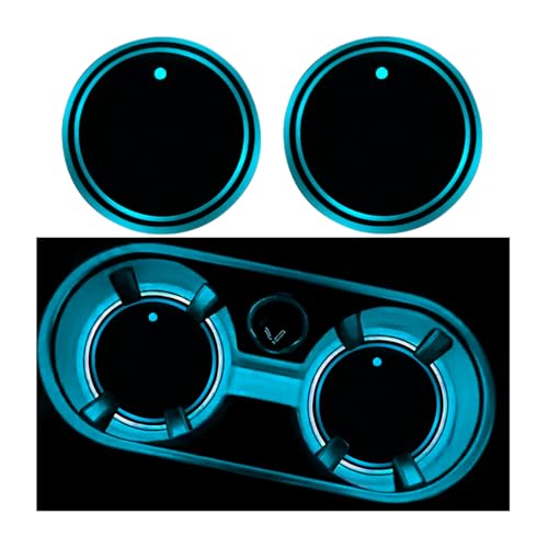 Ywdiml Car Cup Holder Coaster, 2PCS USB Rechargeable Vehicle LED Cup Holder Atmosphere Lights, Automotive Interior Decoration Lamp Drink Bottle Mat, Universal for SUV RV Truck (White)