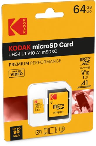 Image of Kodak 64GB 10-Pack MicroSDXC Card, Class 10 UHS-I U1, with Adapter 10x Write Speed (10-Pack)