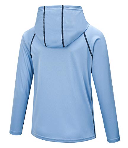 Image of Boys Grils Long Sleeve Sun Shirts UPF50+ Hoodie Thumbhole Rash Guard Quick Dry Atheltic Hiking Workout Water Playing