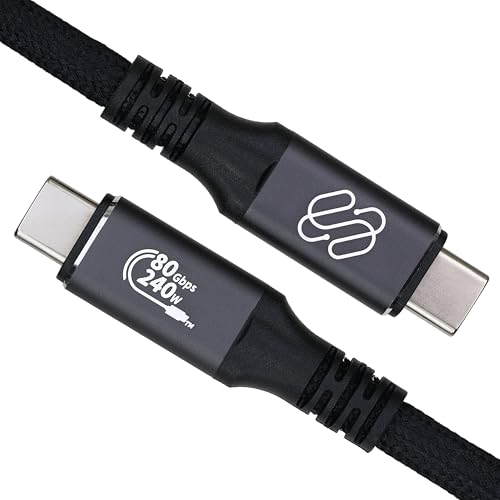 Image of Sewell USB4 80Gbps Cable [USB-IF Certified], 240W Charging, 8K@120Hz / 4K@480Hz Video Support, 3.9ft / 1.2m Braided USB-C, Compatible with Thunderbolt 5 /4 /3, MacBook Pro, Mac mini, iPhone 17, SSD