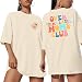 Oversized Mama Tshirts for Women Overstimulated Moms Club Shirt Funny Moms Club Graphic Short Sleeve Tee Top Apricot