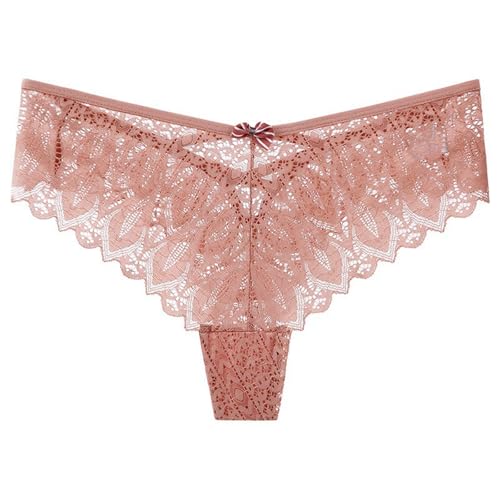 Bragas de Encaje para Mujer con Detalle y Refuerzo Transpirable Tanga Cómoda para Uso Diario (Brick Red, S) #488
