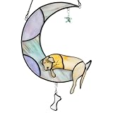 BOXCASA Regalos conmemorativos para perros, colgantes de vidrieras, decoración de puente arcoíris con diseño de perro en la luna, atrapasueños, regalos de duelo para perros por pérdida de mascotas