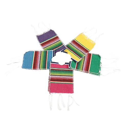 Sosoport 5 Piezas Cubre Botellas de Cerveza Diseño Mexicano Ponchos Mini Serapes para Decorar Botellas Fiestas de Cinco de Mayo