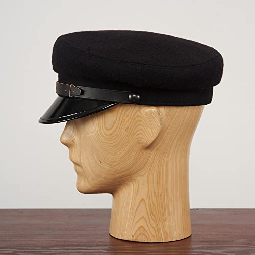 Sterkowski Maciejowka Model 1 Cap | 100% Wool Cap For Men And Women | Greek Fisherman Hats For Men Chauffeur Hat Cabbie Hat Newsboy Hats For Women Skipper Hat Driver Hat Brando Hat 60 Cm Black #TOP5