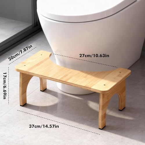 Miniatura 2 de Huiguli Bambústyle Taburete De Inodoro De Bambú Para Adultos Y Niños Taburete Baño Antideslizante Con Base Estable, Color Natural