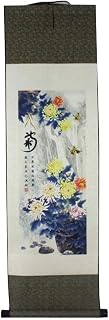Chinese Hanging Scroll,Asian Wall DecorChinese Scroll Paintings Hanging Art, Alien Storehouse Silk Chinese Paintings Wall Scroll Hanging Picture Artwork - Chrysanthemum (Color : Multicolor, Size : M)