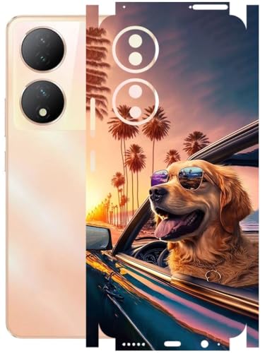 Image of AtOdds - Full Body Back Screen Guard Protector Film - Lamination Wrap Skin Sticker Compatible with VIVO Y100A | Scratchproof Matte Finish (Happy Doggo)