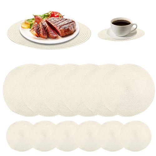 La Mejor Recopilación de Manteles Individuales Walmart - los preferidos. 48 Manteles Individuales Redondos con 6 Piezas y Portavasos 6 Pieza Posavasos para Antideslizantes Lavables Tapetes Redondos Resistentes al Calor y a las Manchas para Hogar...