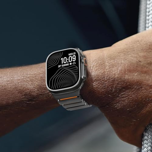 Image of Morofy Titanium Silicone Dual-Layer Link Bands Compatible with Apple Watch Band Ultra 3 /2 /1 49mm 46mm 45mm 44mm Men Women Magnetic Clasp Metal Strap for iwatch Series 11 10 9 8 7 6 5 4 SE (Black|Orange)
