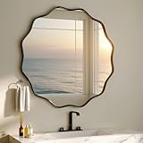 Lvguang Espejo Redondo Grande 50cm | Borde Ondulado con Marco de Metal...