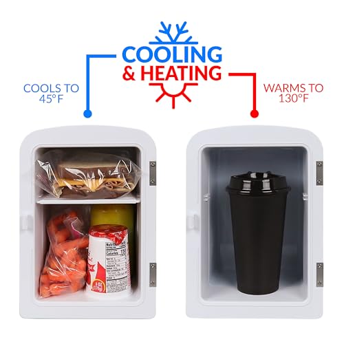 Nostalgia Retro Mini Fridge and Heater - 6-Can Capacity, 12-Volt Power Adapter, Carry Handle and Display Window - Perfect for Home, Office, Car, or Dorm Room - Black by Nostalgia - Image 3