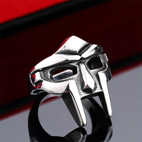 Gushijieju Adjustable Doom Mask Ring For Men, Metal Mask Titanium Stainless Steel Jewelry Ring #TOP2
