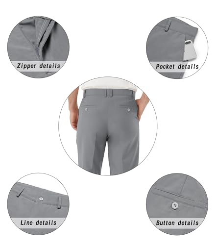 Image of Men's Tall Classic Fit Flex Flat Front Dress Pants Formal Pants for Business & Office