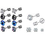 7 Pairs Tianium Screw Back Surgical Stainless Steel Stud Earrings for Women Men