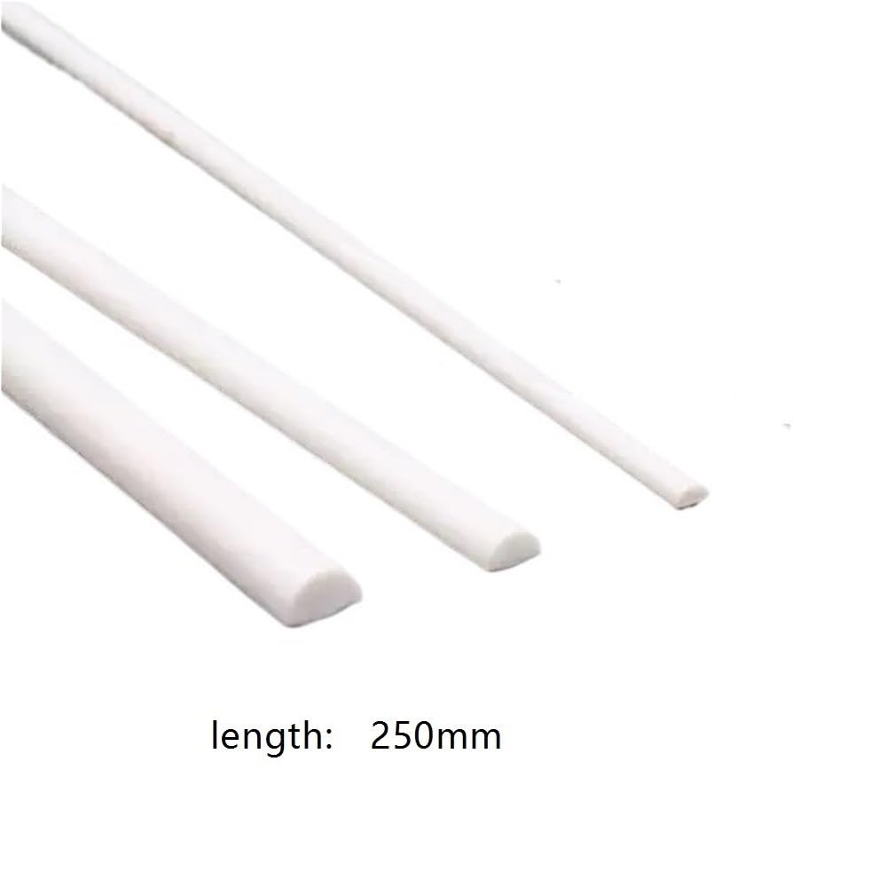 tiges de dureté Lot de 50 bâtons colle semi-circulaires (longueur 250 mm), barres en plastique ABS massif, for pièces mécaniques(6x250mm)