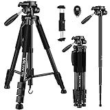 【Cabezal giratorio de 3 vías】Disparo vertical de 90 grados, 360 grados horizontales rotación para disparo panorámico. Cabeza 3D tiene un agarradero para coger el trípode más cómodamente