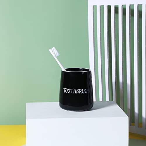 Toothbrush Holder For Bathroom Vanity And Countertop, Ceramic Farmhouse Brushing Holder 3.5-Inch (Black) #TOP4