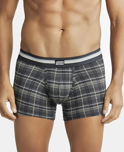 Image of Jockey UI21 Men's Super Combed Cotton Elastane Stretch Printed Trunk with Ultrasoft Waistband (Pack of 2 Colors & Prints May Vary)