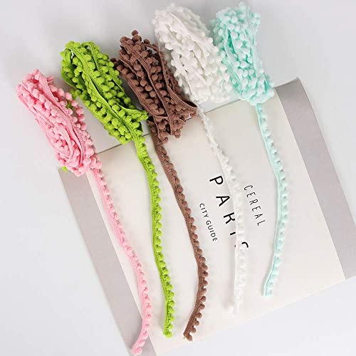 10yards 10mm Width Pom Pom Trim Ball Fringe Ribbon (5colors/Pack 2yards/Color)