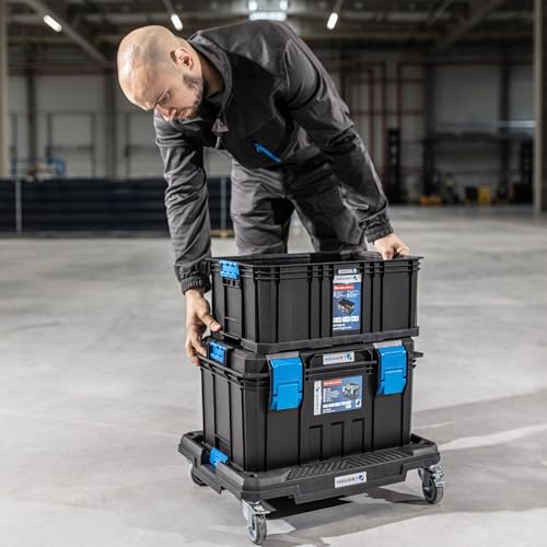 Högert Technik - Niska skrzynka narzędziowa, nośność do 50 kg, praktyczna i pojemna, kuweta na narzędzia, wytrzymałe zamknięcia ABS, modułowa konstrukcja - HT7G511
