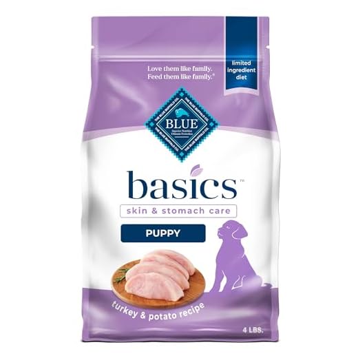 Blue Buffalo Basics Puppy Dry Dog Food for Skin & Stomach Care, Limited Ingredient Diet, Made in the USA with Natural Ingredients, Turkey & Potato Recipe, 4-lb. Bag