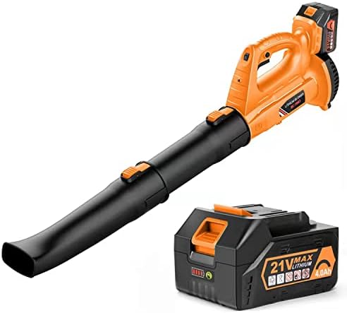 Cordless Leaf Blower - BHY 320 CFM 150 MPH Battery Leaf Blower with 4.0Ah Battery & Charger, 2 Section Tubes, 6-Speed Dial, Electric Leaf Blower for Dust, Snow Debris,Yard, Work Around The House