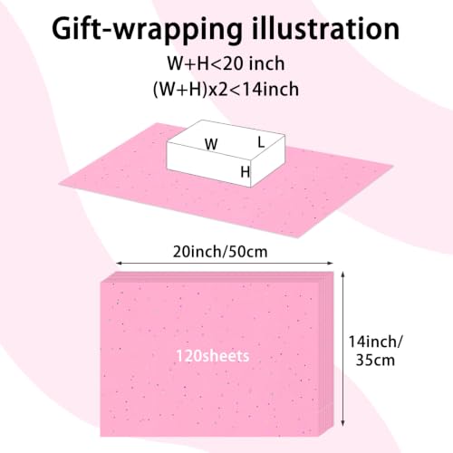 Image of 120 Sheets Pink Glitter Tissue Paper, 14x20 Inch Glitter Art Tissue Paper for Gift Bags, Gift Wrap Supplies Bulk for Weddings, Birthday Parties, Crafts & Decoration (Pink)