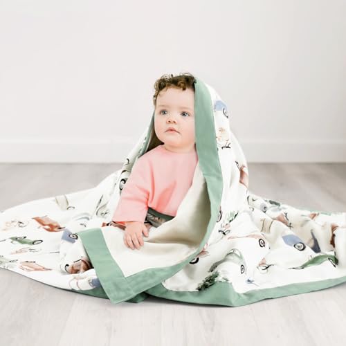 Image of GRSSDER Cotton Muslin Quilt Blanket - Silky Soft and Breathable Baby Blanket Quilt, Oversized Muslin Blankets for Newborns, Toddlers & Kids, 6 Layers Reversible Design for All Seasons, 40 inch x 50 inch