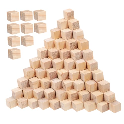 HOODANCOS 500個 松の木のブロック ブランクブロックを彫る工芸品 木製の積み木 木製キューブパズル 木製立方体 木の四角 木工キューブ ウッドブロック 立方体の構築 センチ立方体