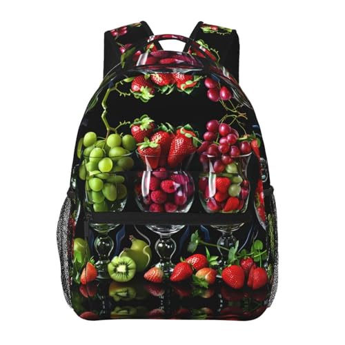 PHAYAH Mochila casual para laptop com estampa de xícara de frutas para homens e mulheres, meninos e meninas, mochila leve