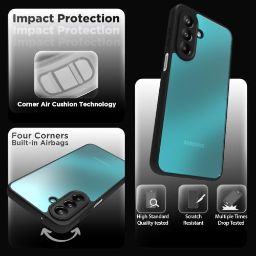Image of RIGGEAR Shockproof Sleek Hybrid Armor Back Cover Case for Samsung Galaxy F70 Pro 5G (Clear PC + Black TPU Bumper)