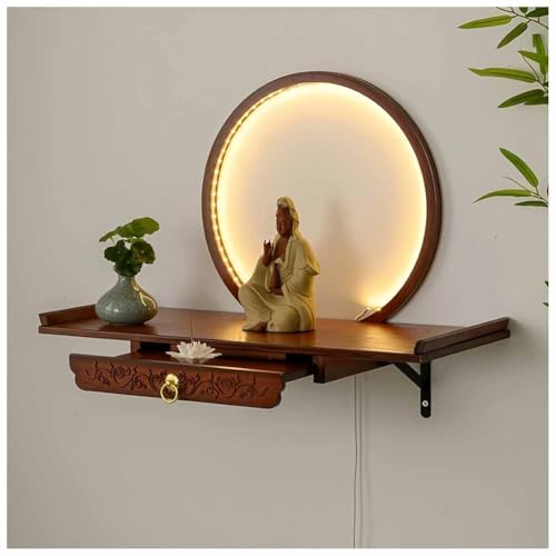Étagère d'autel bouddhiste Shrine et armoire murale de prière avec LED - 2