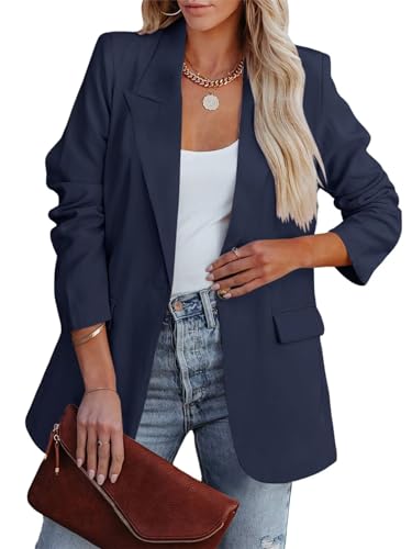 Légers blazers pour femmes, vestes à manches longues décontractées avec col officier et poches,...
