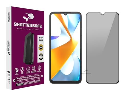 Image of Anti-Spy Privacy Tempered Glass Compatible For Poco C40 / C61 [Pack of 1]. 9H Hardness, Anti-Scratch, Edge-to-Edge Protection With Easy Installation Kit & Case Friendly Fit.