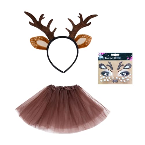 UILYNIU 3 Stück Kostüm Rentier Stirnband Mädchen Tierkostüm Kinder mit...