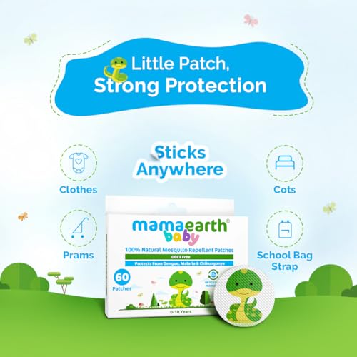 Image of Mamaearth Baby 100% Natural Mosquito Repellent Patches - 60 Pcs | DEET-free | Up to 12 Hrs Protection | Water-proof | No Harmful Chemicals