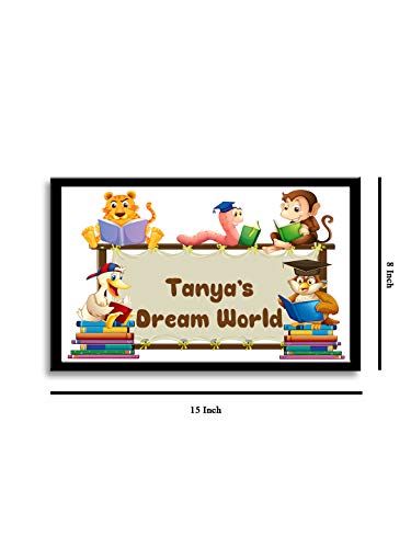Image of 999STORE Printed Cartoon Kids For Children Room Name Plate (Mdf & Fiber Frame 15X8 Inches Multi)