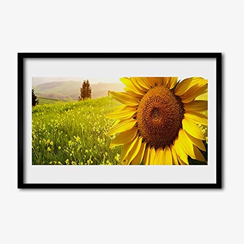 Affiche avec cadre de tournesol 60x40 cm pour illuminer un salon sombre facilement