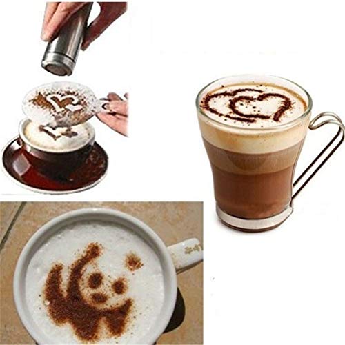 Coffee Foam Template, 16Pcs Plastic Foam Latte Art Stencils Barista Template Various Patterns Art DIY Tools for Decorating Oatmeal Cupcake Cake Cappuccino Hot Chocolate