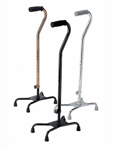 Medline Mds86228Chr Basic Aluminum Quad Cane With Large Base And Foam Handle, Chrome (Pack Of 2) #TOP1