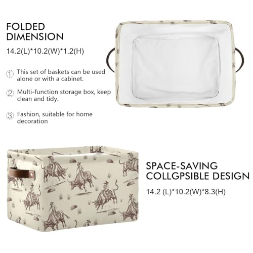 Image of Aslsiy Storage Basket Bull Rodeo Cowboy Nursery Bins Baby Box Canvas Clothes Shelf Basket Laundry Hamper 1 Pcs