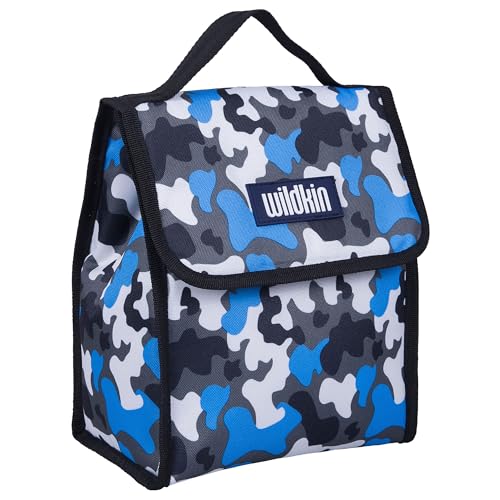 Image of Wildkin Kids Insulated Lunch Bag - Keeps Food Hot or Cold, Easy-Clean Lining and BPA-free for Boys & Girls, Ideal for School, Travel & Daycare - Blue Camo