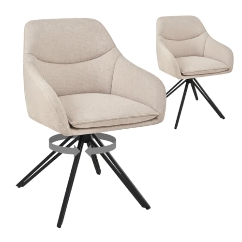 Bon Furni Lot de 2 Chaises de Salle à Manger Pivotantes Beige